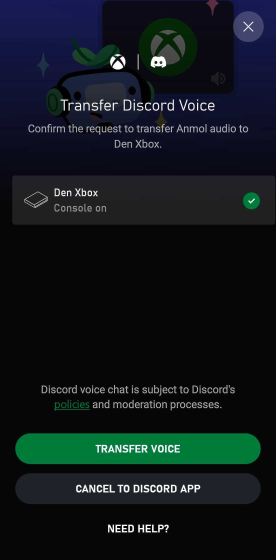 Discord XBox On mobile