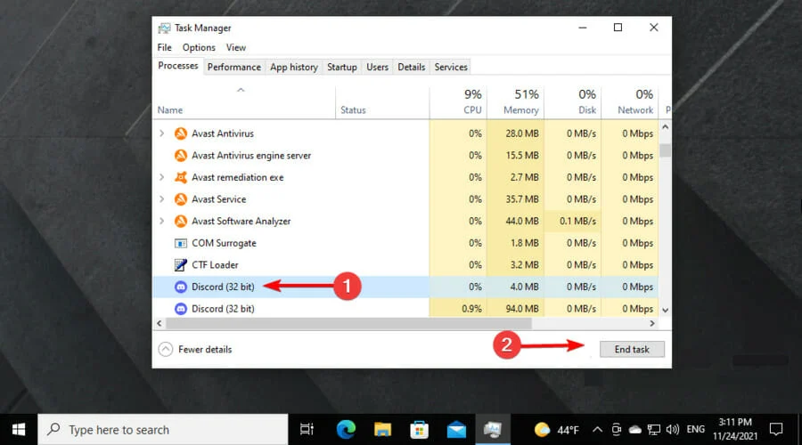 حذف AppData و LocalAppData دیسکورد از طریق Task Manager