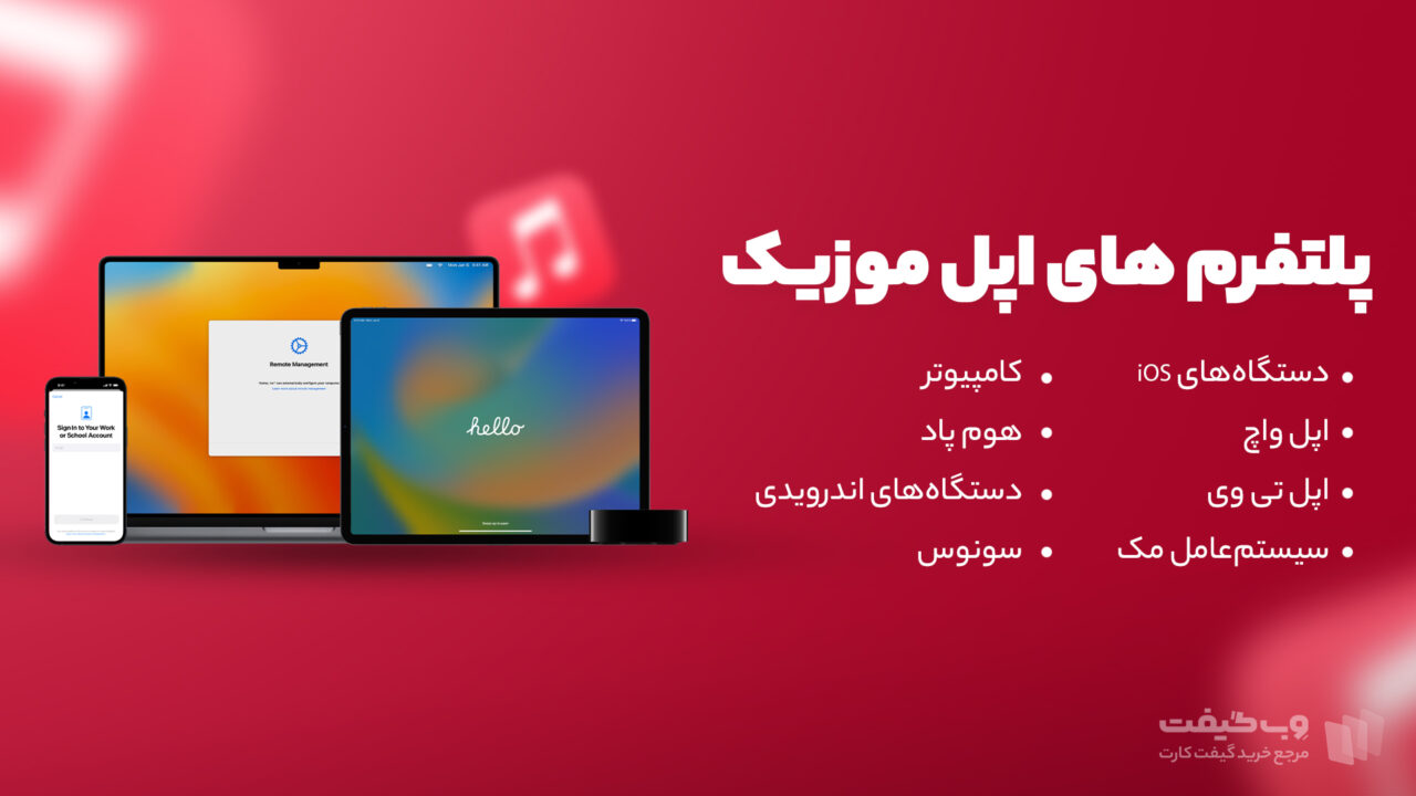 یکی از قابلیت‌های جذاب سرویس اپل موزیک، دسترسی به آن از طریق بسیاری از پلتفرم‌ها و گجت‌هاست و برخلاف تصور عموم تنها به دستگاه‌های شرکت اپل محدود نمی‌شود.